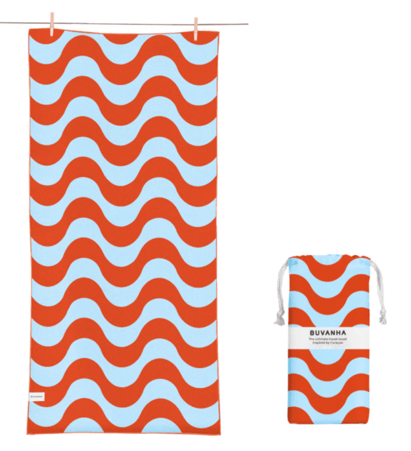 Reishanddoek Curacao blauw/rood