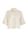 Juno Cropped Linen Shirt - sand